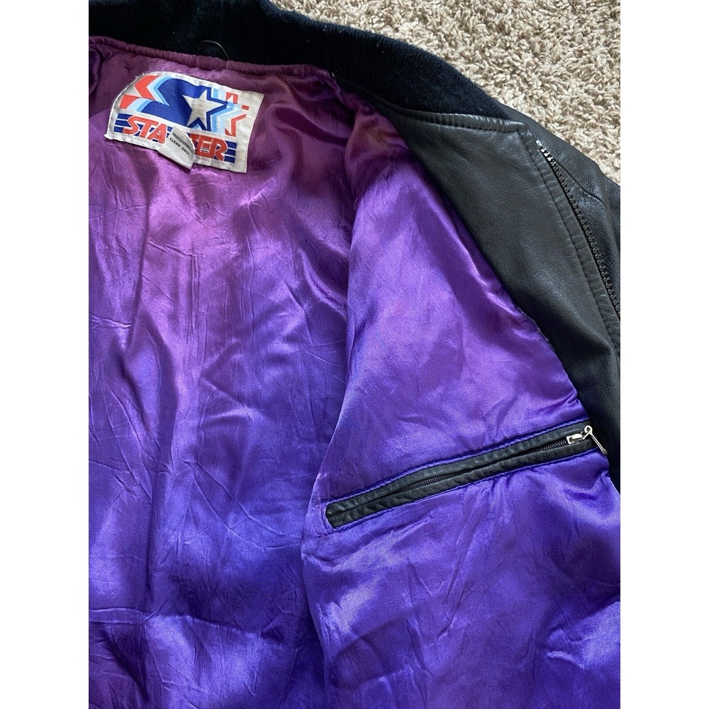 Vintage 90's‎ Starter Detroit Pistons NBA Leather Wool Varsity Jacket Men's XL - Picture 11 of 15